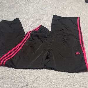 Adidas woman’s Black Joggers with Pink Stripes
